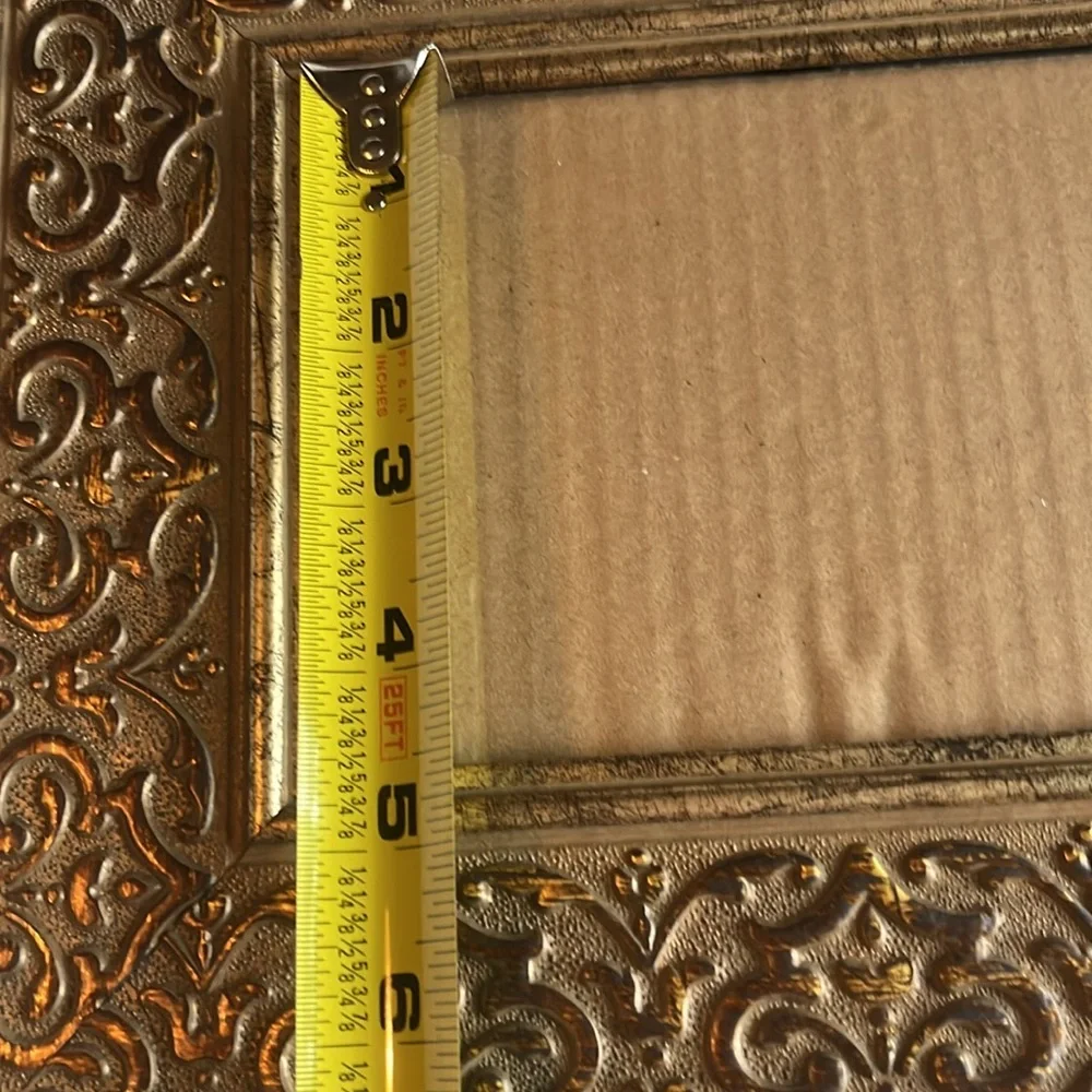 Embossed Frame Wide Border Gold Tone